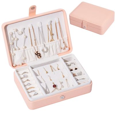 Girls Jewellery Box Travel Portable Necklace Earrings Rings Jewelry Box PU Leather Stackers Jewellery Box