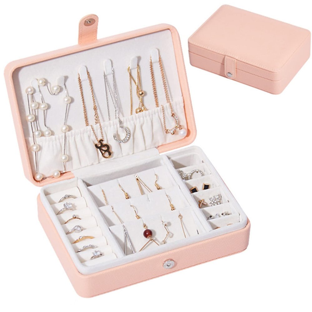 Girls Jewellery Box Travel Portable Necklace Earrings Rings Jewelry Box PU Leather Stackers Jewellery Box