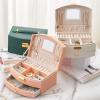Girls Jewellery Box Travel Portable Necklace Earrings Rings Jewelry Box PU Leather Stackers Jewellery Box view 4