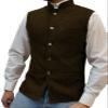 Tuikayoo Mens Herringbone Wool Vests Suit Business Tweed High Collar Waistcoats Slim Fit(X-Large, Coffee) view 1