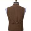 Tuikayoo HSLS Mens Herringbone Wool Vests Suit Business Tweed High Collar Waistcoats Slim Fit(3X-Large, Orange) view 3