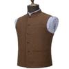 Tuikayoo HSLS Mens Herringbone Wool Vests Suit Business Tweed High Collar Waistcoats Slim Fit(3X-Large, Orange) view 4