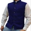 Tuikayoo Mens Herringbone Wool Vests Suit Business Tweed High Collar Waistcoats Slim Fit(X-Large, Royal Blue) view 1