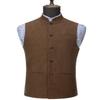 Tuikayoo Mens Herringbone Wool Vests Suit Business Tweed High Collar Waistcoats Slim Fit(X-Large, Royal Blue) view 2