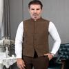 Tuikayoo Mens Herringbone Wool Vests Suit Business Tweed High Collar Waistcoats Slim Fit(X-Large, Light Blue) view 4