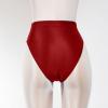 Alvivi Womens High Waist Pants Oil Glossy High Cut G-String Thong Underwear Bikini Swimwear Burgundy Medium view 2