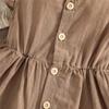 YINGISFITM Toddler Baby Girl Linen Skirt Outfits Solid Ruffle Sleeveless Button Dress Casual Clothes with Headband (Khaki,2-3T) view 3
