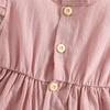 YINGISFITM Toddler Baby Girl Linen Skirt Outfits Solid Ruffle Sleeveless Button Dress Casual Clothes with Headband (Pink,12-18 Months) view 4