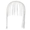 Rhinestone Head Chain Forehead Tassel: Tassel Crystal Rhinestone Cap Headpiece Belly Dance Flapper Cap Headpieces Bridal Head Jewelry for Women Girls Silver view 1
