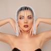 Rhinestone Head Chain Forehead Tassel: Tassel Crystal Rhinestone Cap Headpiece Belly Dance Flapper Cap Headpieces Bridal Head Jewelry for Women Girls Silver view 2