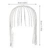 Rhinestone Head Chain Forehead Tassel: Tassel Crystal Rhinestone Cap Headpiece Belly Dance Flapper Cap Headpieces Bridal Head Jewelry for Women Girls Silver view 4