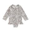 Lamuusaa Kid Baby Girls One Piece Swimsuit Long Sleeve Zipper Swimwear Ruffle Rashguard Bathing Suits Beachwear Leopard view 1