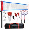 Badminton Set for Backyard, Portable Badminton Net with Tension Adjuster, Badminton Racket Set of 4, 3 Nylon Shuttlecocks, Boundary Line and Carry Bag for Backyard Beach Family Games view 1