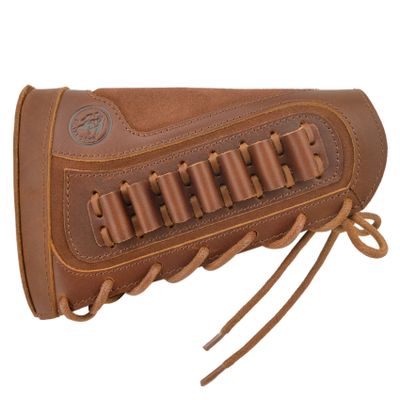 Leather Rifles Ammo Pouch, Gun Buttstock with Recoil Pad for .308 30-30 Shell Holder (Brown for .357 .30-30 .38)