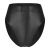 ACSUSS Womens Glossy Solid Color High Waist Briefs Underwear Swimsuit Bottom High Cut Swimwear Black XX-Large view 4