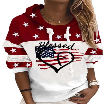 Blessed Sweatshirts for Women, Jesus Has My Back Sweatshirt Women, Blessed Cross Heart American Freedom Patriotic Sweatshirt