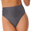 ACSUSS Womens Glossy Solid Color High Waist Briefs Underwear Swimsuit Bottom High Cut Swimwear Gray Medium view 2