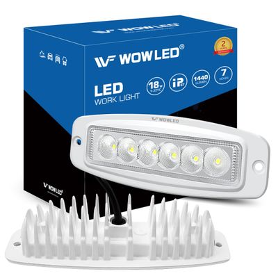 WFPOWER Flush Mount Boat LED Light Spreader, 2 Pack 7.3 Inch Marine Spotlights, Deck Dock Flood LED Work Light Bar, White Finish Light Bar for Boat Pontoon Fishing Truck SUV 4x4 12V 24V