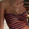 5665 Women Sexy Bandeau Tube Top Twist Front Cutout Cropped Sweater Striped Ribbed Knit Crop Top Sexy Y2K Blouse Sexy Tee Orange X-Large view 2