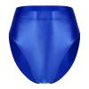 ACSUSS Womens Glossy Solid Color High Waist Briefs Underwear Swimsuit Bottom High Cut Swimwear Royal Blue X-Large view 4