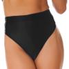 ACSUSS Womens Glossy Solid Color High Waist Briefs Underwear Swimsuit Bottom High Cut Swimwear Black X-Large view 3