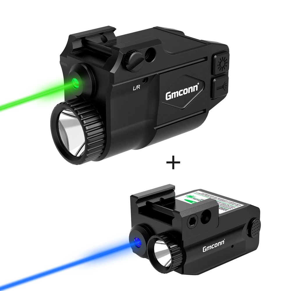 Gmconn Gun Light Pistol Flashlight 650 Lumen with Green Laser Sight Combo, Bundle with Pistol Blue Laser Light Combo 350 lm Gun Flashlight