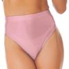 ACSUSS Womens Glossy Solid Color High Waist Briefs Underwear Swimsuit Bottom High Cut Swimwear Pink XX-Large view 2