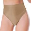 ACSUSS Womens Glossy Solid Color High Waist Briefs Underwear Swimsuit Bottom High Cut Swimwear Coffee XX-Large view 3