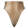 ACSUSS Womens Glossy Solid Color High Waist Briefs Underwear Swimsuit Bottom High Cut Swimwear Coffee XX-Large view 4