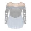 FEESHOW Women's Adult Velvet Double Layer Mesh Skirt Figure Skating Dress Ice Skating Dresses Metallic Silver X-Large view 3