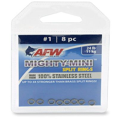 American Fishing Wire Mighty Mini Stainless Steel Split Ring, Size #7, 198 lb Test, Gunmetal Black, 4 pc