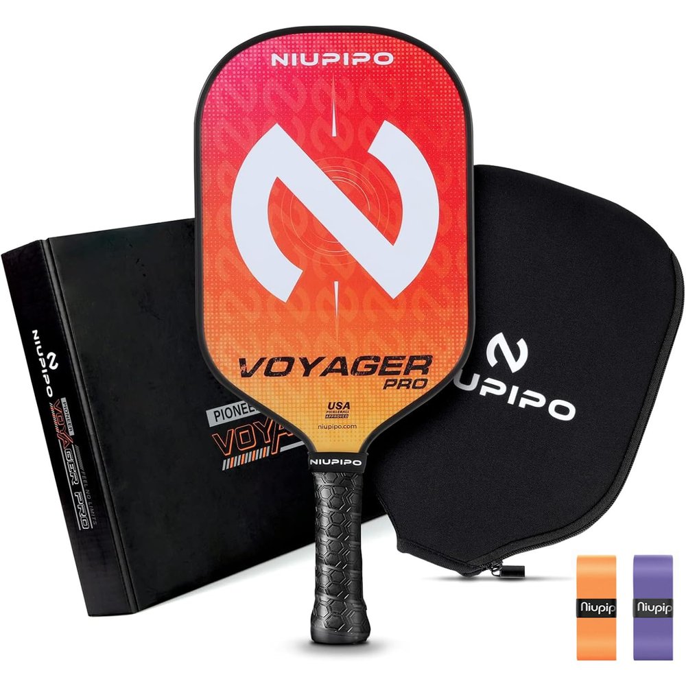 Niupipo Elongated Pickleball Paddle, Voyager Pro, USAPA-Approved, Pickleball Paddle with Lightweight Graphite Face, Pro Textured Paddle with Honeycomb Polymer Core & Large Sweet Spot