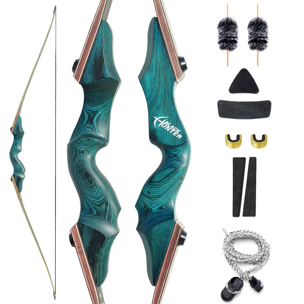 60inch Original Black Hunter Takedown Longbow 20-60lbs Traditional Wood Longbow with Bamboo Core Limbs for Hunting Practice Right Hand (60 Pounds)
