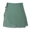 FEESHOW Women Asymmetric Chiffon Ballet Wrap Skirt Dance Skate Wrap Over Scarf with Waist Tie #3 Green Medium view 1