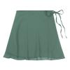 FEESHOW Women Asymmetric Chiffon Ballet Wrap Skirt Dance Skate Wrap Over Scarf with Waist Tie #3 Green Medium view 2
