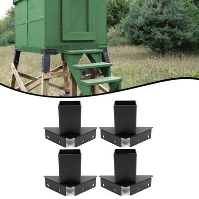 KUAFU Deer Stand Brackets 4 x 4 Compound Angle Elevator Brackets for Deer Stand Hunting Blinds Shooting Shack Tree House Observation Decks, Heavy Duty 12-Gauge Steel Black Powder Coated - Set of 4