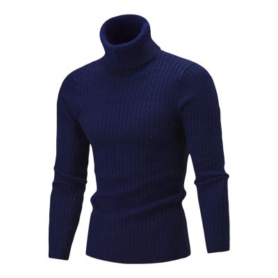 Slim Fit Turtleneck Sweater for Men Knit Thermal Turtle Neck Pullover Sweaters Casual Basic Ribbed Knitted Pullovers (Navy Blue,X-Large)