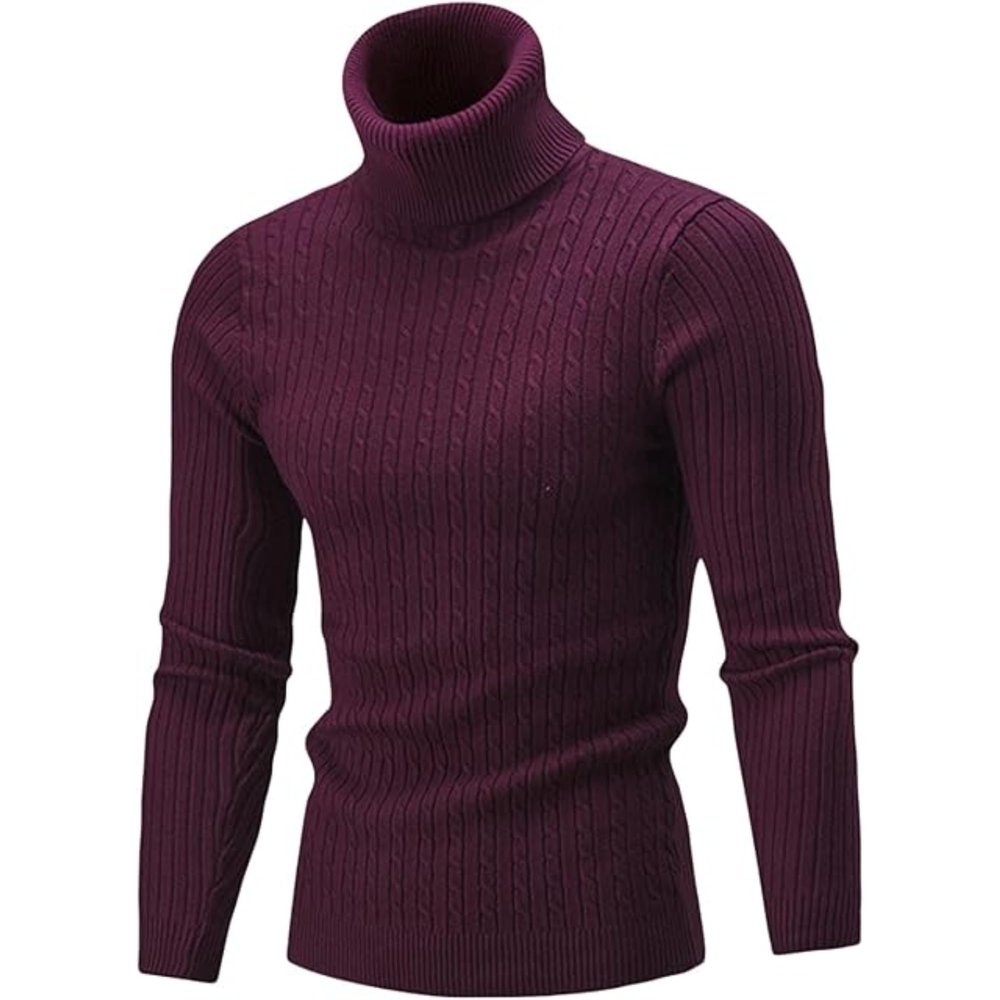 Slim Fit Turtleneck Sweater for Men Knit Thermal Turtle Neck Pullover Sweaters Casual Basic Ribbed Knitted Pullovers (Red,XX-Large)