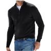 Mens Quarter Zip Knitted Sweater Classic Ribbed Turtleneck Pullover Sweaters Vintage Y2K Zip Up Long Sleeve T Shirts Black view 1