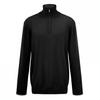 Mens Quarter Zip Knitted Sweater Classic Ribbed Turtleneck Pullover Sweaters Vintage Y2K Zip Up Long Sleeve T Shirts Black view 2
