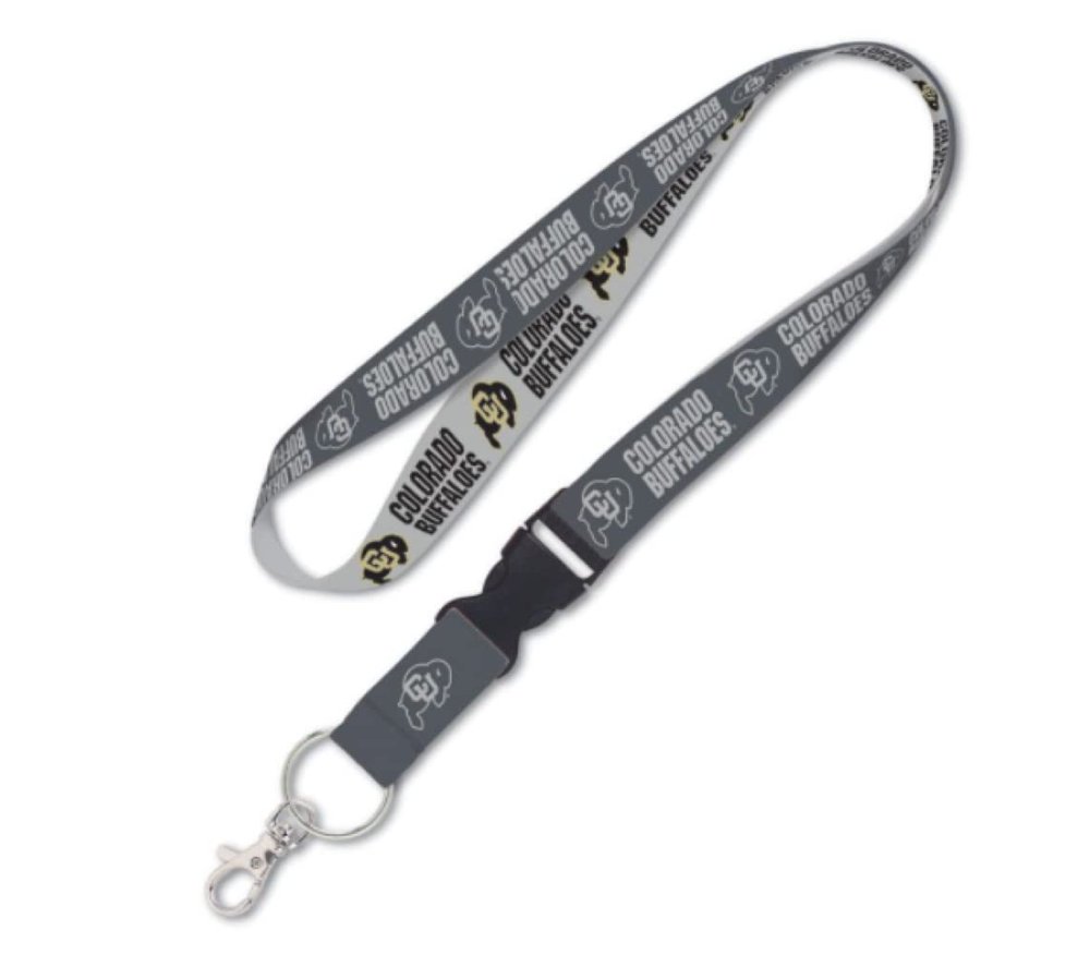 Colorado Buffaloes Lanyard with Detachable Buckle 1" Width - Charcoal Print