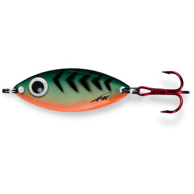 PK Spoon - All Season Fishing Bait - Ice Fishing Lure (Fire Tiger Glow, 1 Oz)