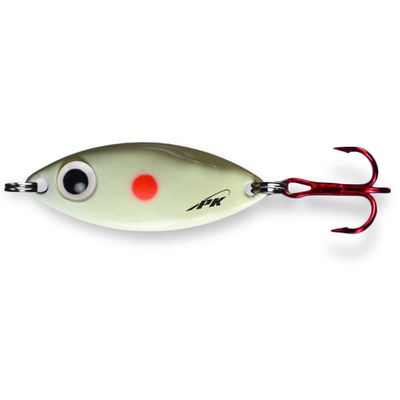 PK Spoon - All Season Fishing Bait - Ice Fishing Lure (Red Dot Glow, 1 Oz)