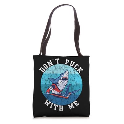 Hockey Shark Don't Puck With Me Retro Vintage Ocean Water Tote Bag
