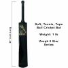 Cricket Bat 5 Star Tennis Tape Soft Ball Full Size Kashmir Willow Handmade Full Size Light Weight Black Style Adult (Black) view 2