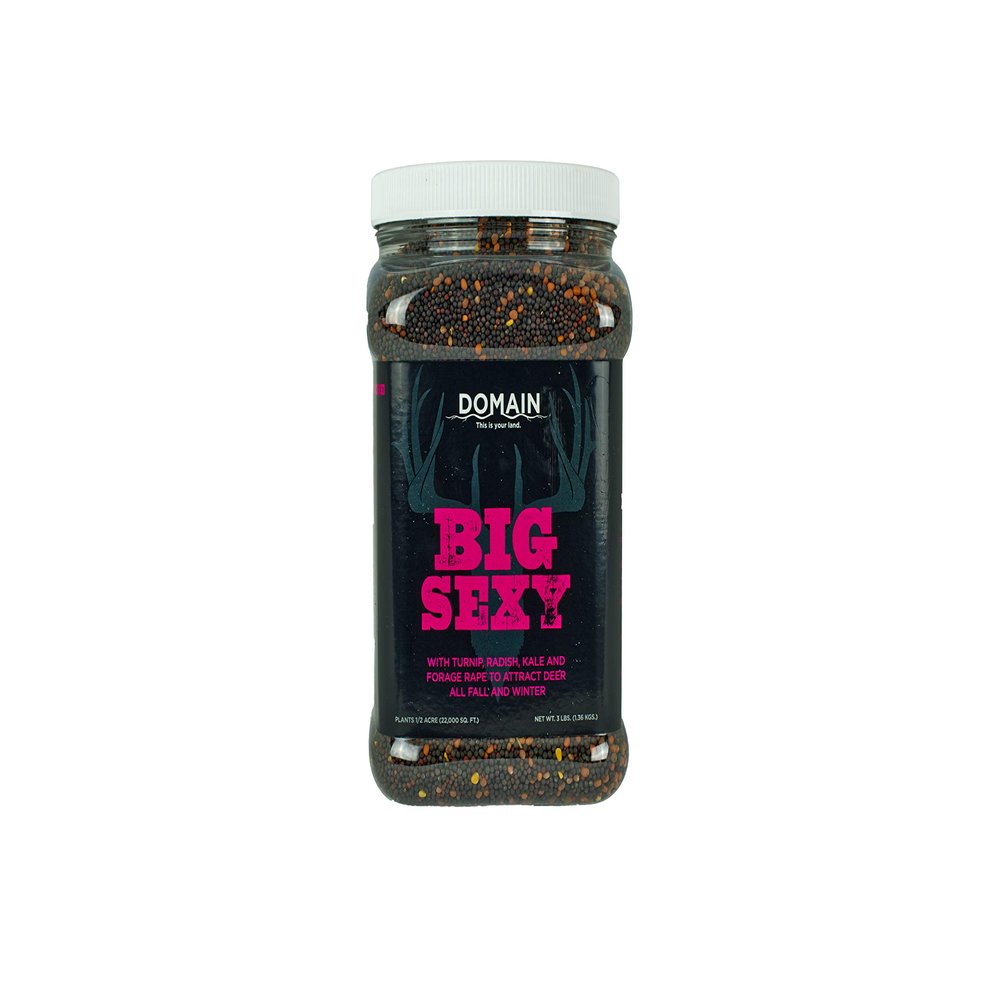 Domain Outdoor Big Sexy Food Plot Seed for Deer, 1/2 Acre, Turnip, Radish, Kale and Forage Rape, High Level of Nutrients & Protein to Support Antler Growth and Health, Fast Germination, Easy to Plant