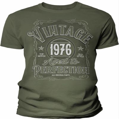 50th Birthday Gift Shirt for Men - Vintage Barbed 1976 Aged to Perfection - Military-002-4X