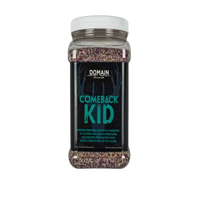 Domain Outdoor Comeback Kid Food Plot Seeds for Deer, Special Varieties of Clover & Alfalfa, Great to Plant in Spring, High Protein Forage, Year-Round Attraction, Lasts up to 5 Years, 1/2 Acre