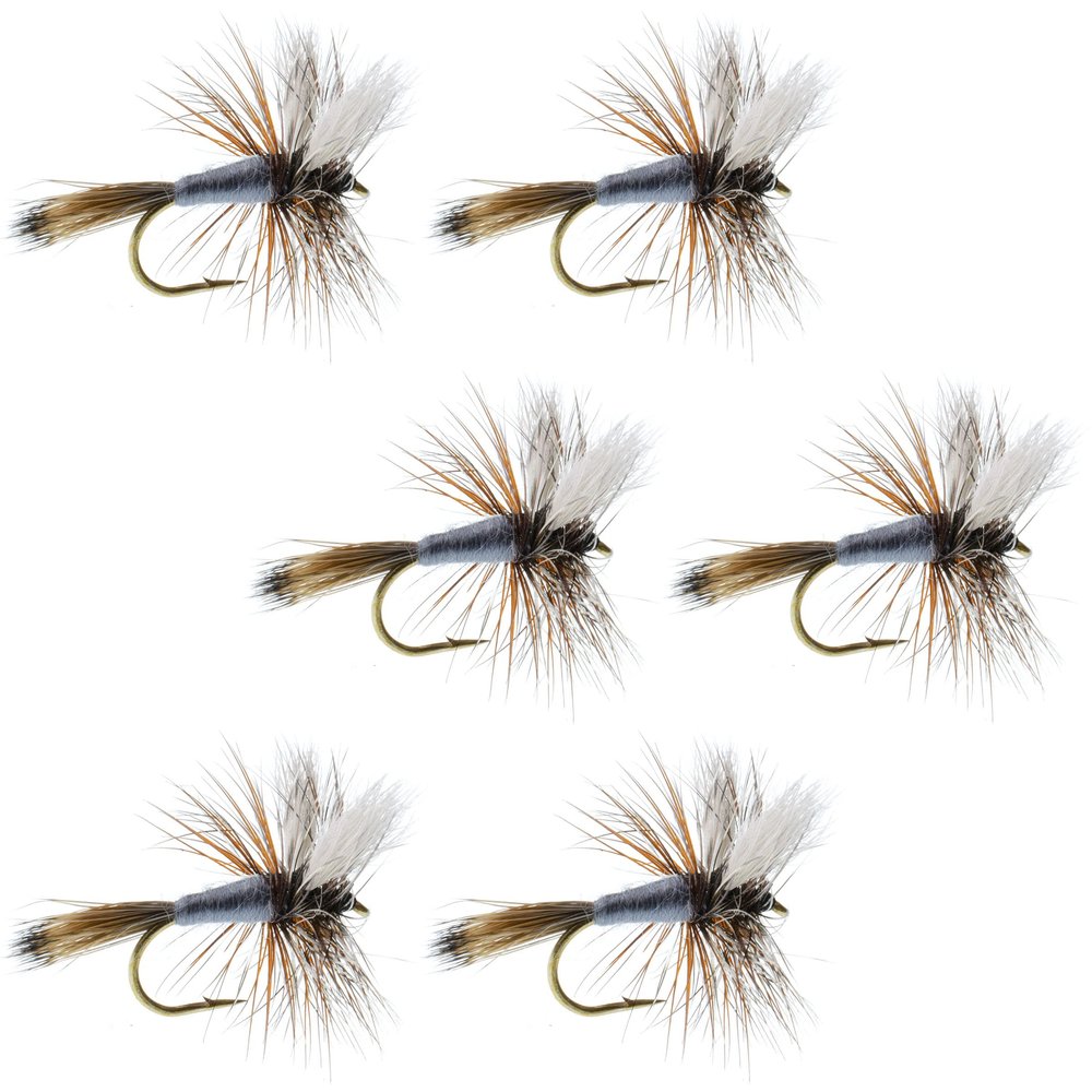 The Fly Fishing Place Adams Wulff Classic Trout Dry Fly Fishing Flies - Set of 6 Flies Size 14