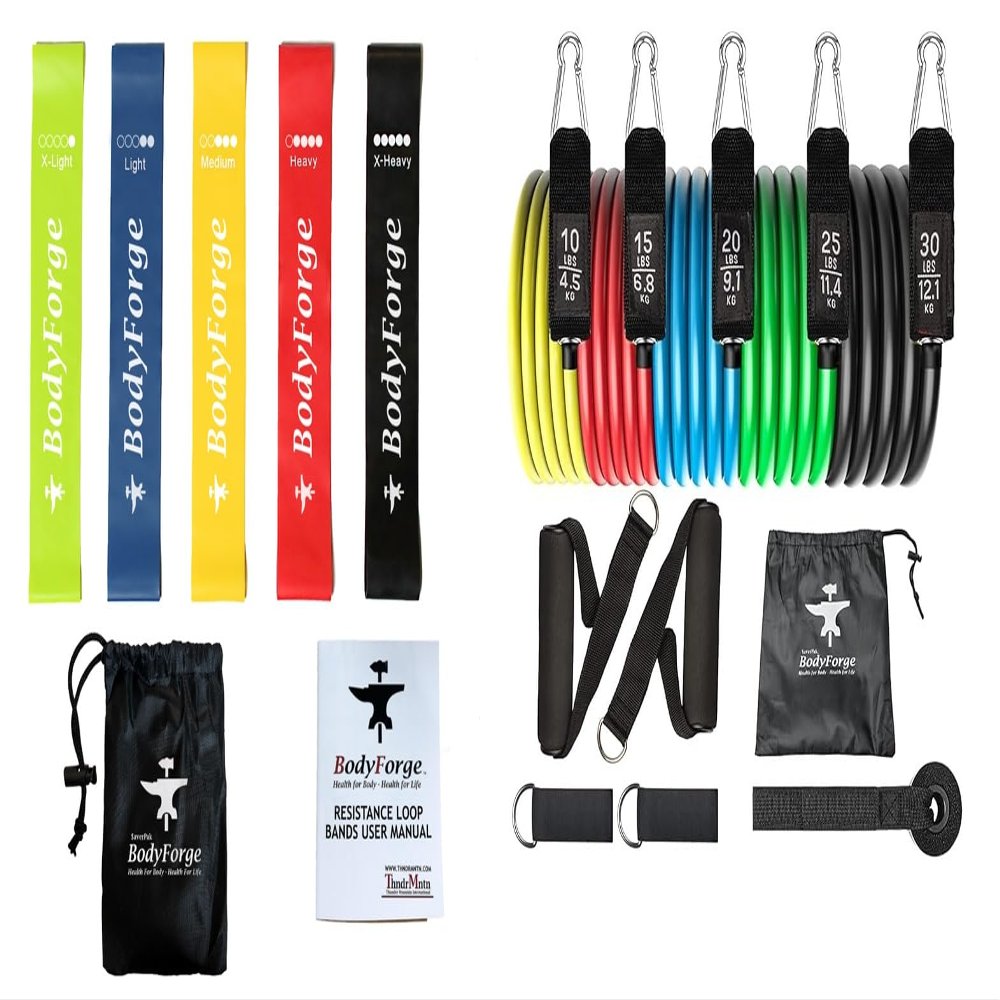 BodyForge Resistance Loop Bands & Tube Bands Exercise Sets Bundle
